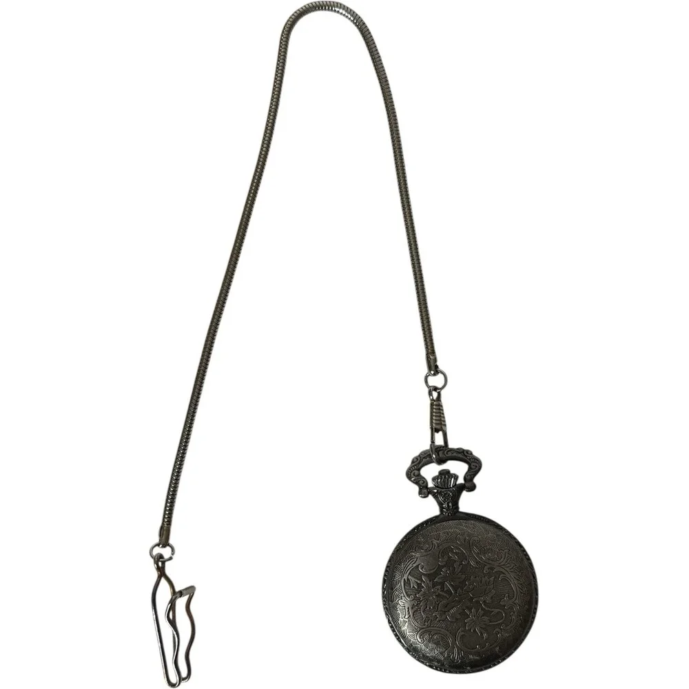 Advance Antique Silver Tone No.1 Grandpa Pocket Watch‎ With Chain